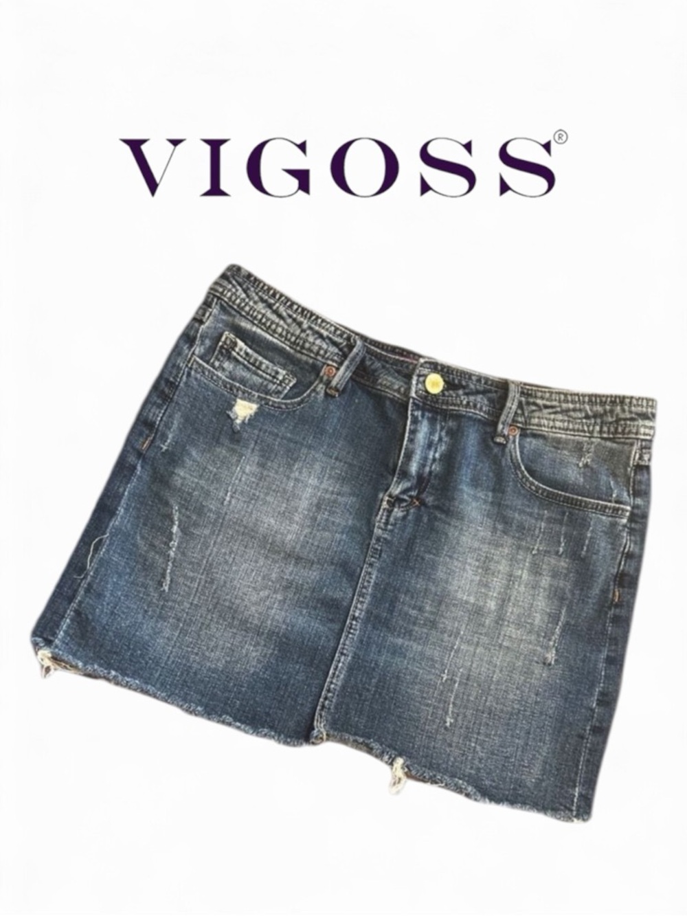 VIGOSS Distressed Blue Denim Mini-Skirt - Size 9